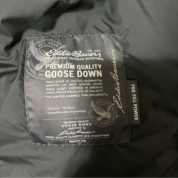 Eddie Bauer 700 Fill Goose Down Puffer Vest Taupe Brown / Black size Large Tall - Picture 11 of 12